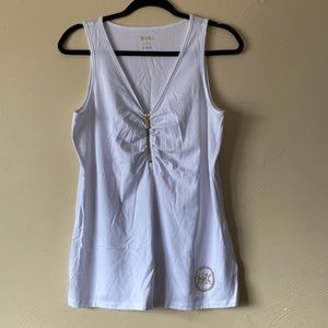 White MK size Large woman’s half zip blouse